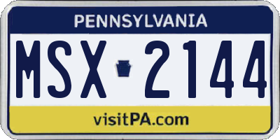 PA license plate MSX2144