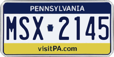 PA license plate MSX2145