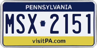 PA license plate MSX2151