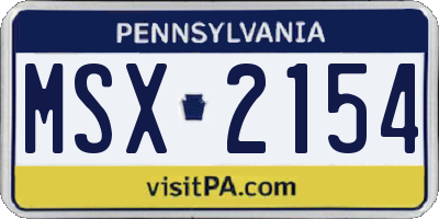 PA license plate MSX2154