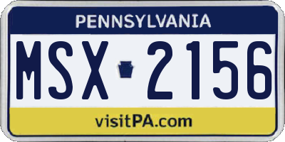 PA license plate MSX2156