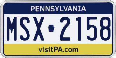PA license plate MSX2158