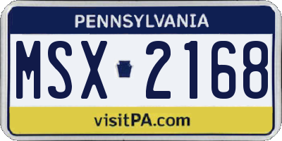 PA license plate MSX2168