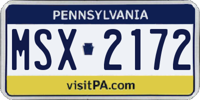 PA license plate MSX2172