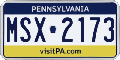 PA license plate MSX2173