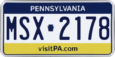 PA license plate MSX2178