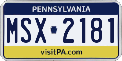 PA license plate MSX2181