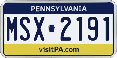 PA license plate MSX2191