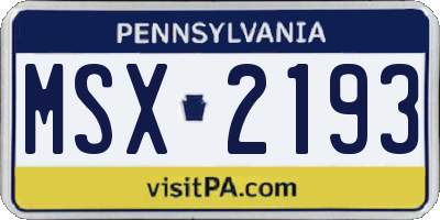 PA license plate MSX2193
