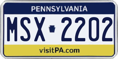 PA license plate MSX2202