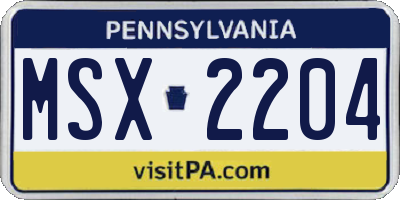 PA license plate MSX2204