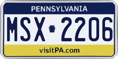 PA license plate MSX2206