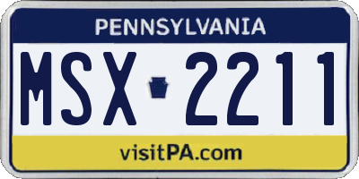 PA license plate MSX2211