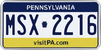 PA license plate MSX2216