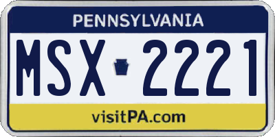 PA license plate MSX2221