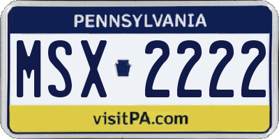 PA license plate MSX2222