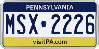 PA license plate MSX2226
