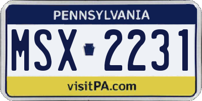 PA license plate MSX2231