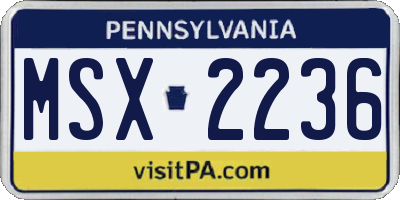 PA license plate MSX2236