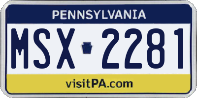 PA license plate MSX2281