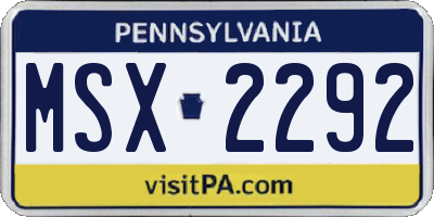 PA license plate MSX2292