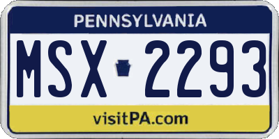 PA license plate MSX2293