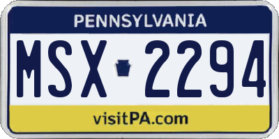 PA license plate MSX2294