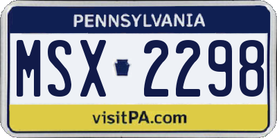PA license plate MSX2298