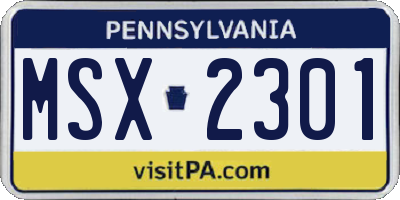 PA license plate MSX2301