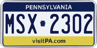 PA license plate MSX2302