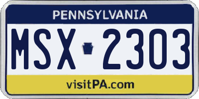 PA license plate MSX2303