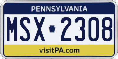 PA license plate MSX2308