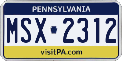 PA license plate MSX2312