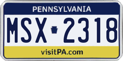 PA license plate MSX2318