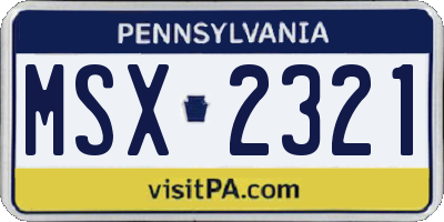 PA license plate MSX2321
