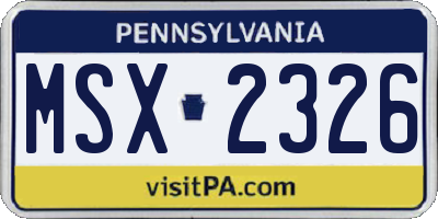 PA license plate MSX2326