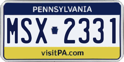 PA license plate MSX2331