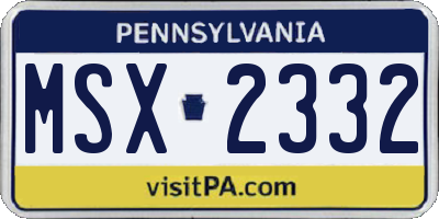 PA license plate MSX2332
