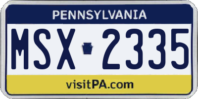 PA license plate MSX2335