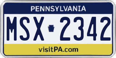 PA license plate MSX2342