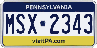 PA license plate MSX2343