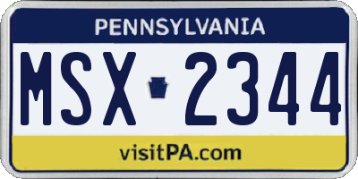 PA license plate MSX2344
