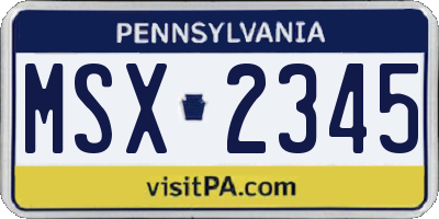 PA license plate MSX2345
