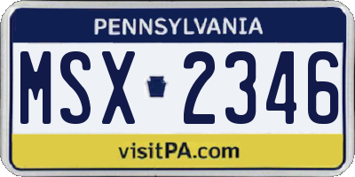 PA license plate MSX2346