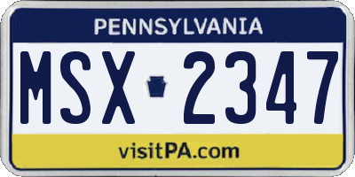 PA license plate MSX2347