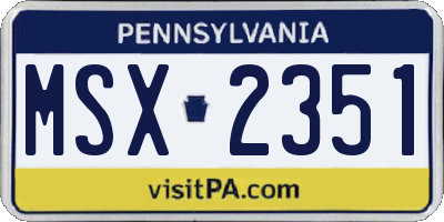 PA license plate MSX2351