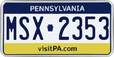 PA license plate MSX2353