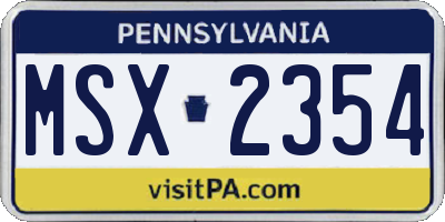 PA license plate MSX2354