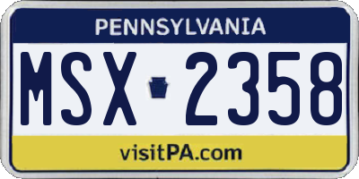 PA license plate MSX2358
