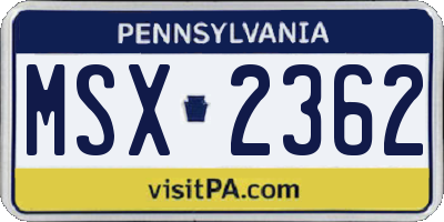 PA license plate MSX2362